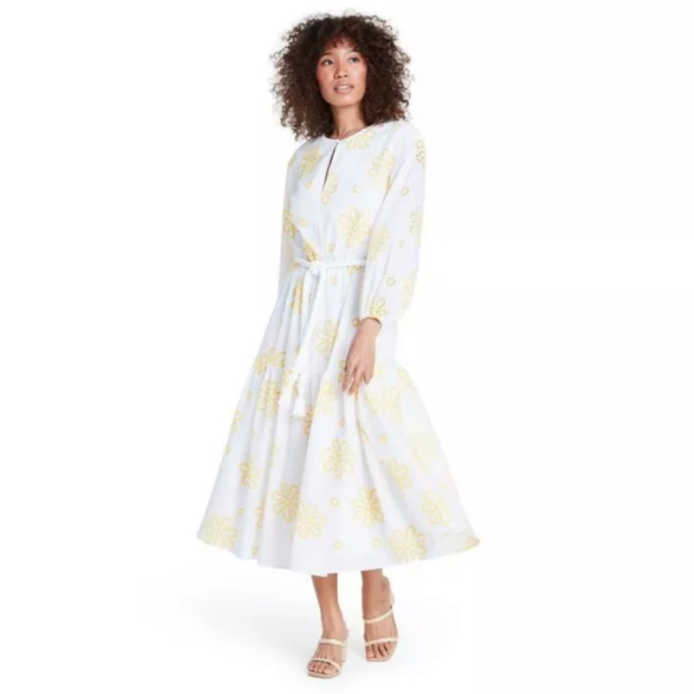 Alexis For Target Dress Small Floral Embroidered Eyelet Daisies Long Sleeves NWT